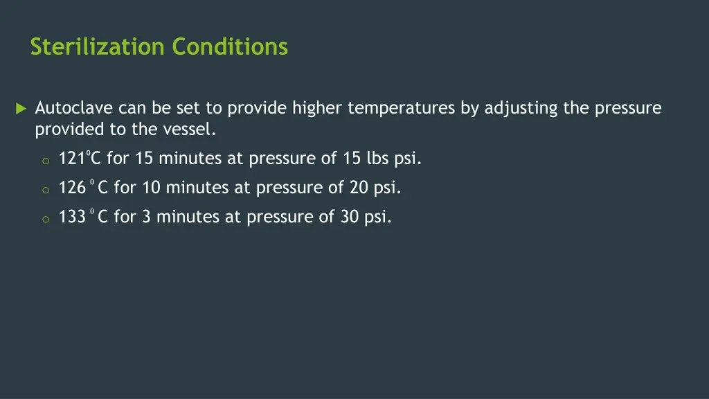 sterilization conditions