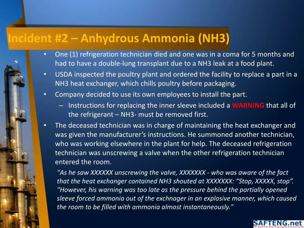 incident 2 anhydrous ammonia nh3