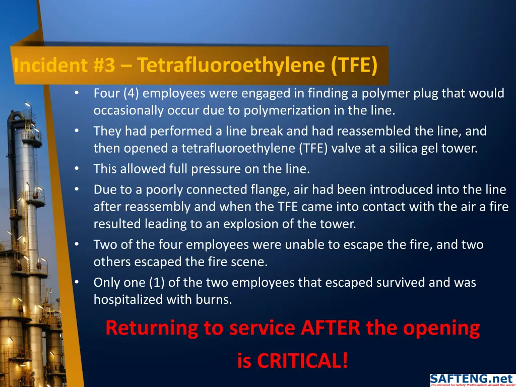 incident 3 tetrafluoroethylene tfe four