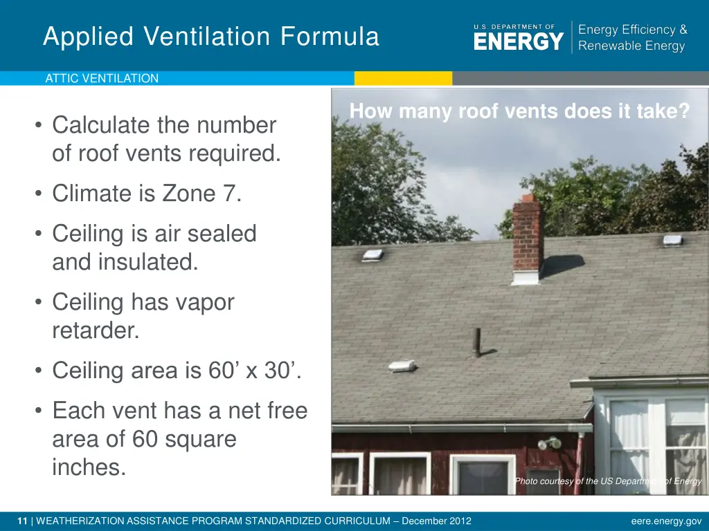 applied ventilation formula