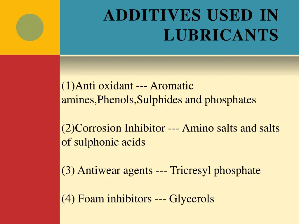 additives used in lubricants