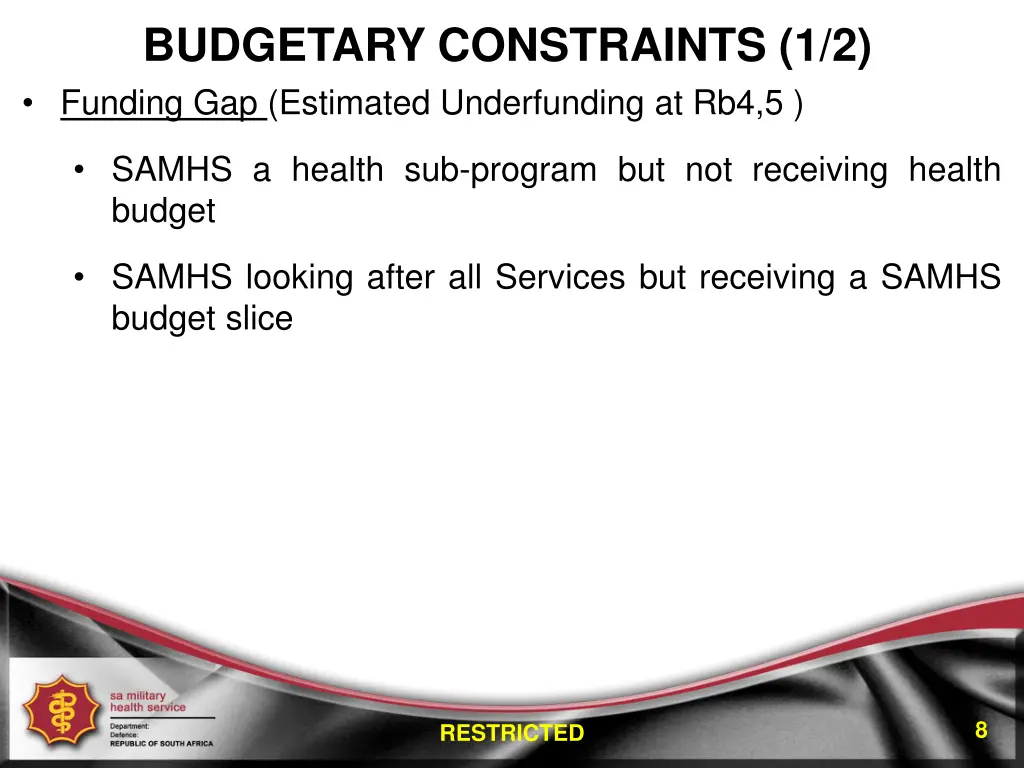 budgetary constraints 1 2 funding gap estimated