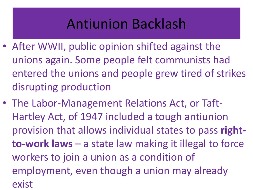 antiunion backlash