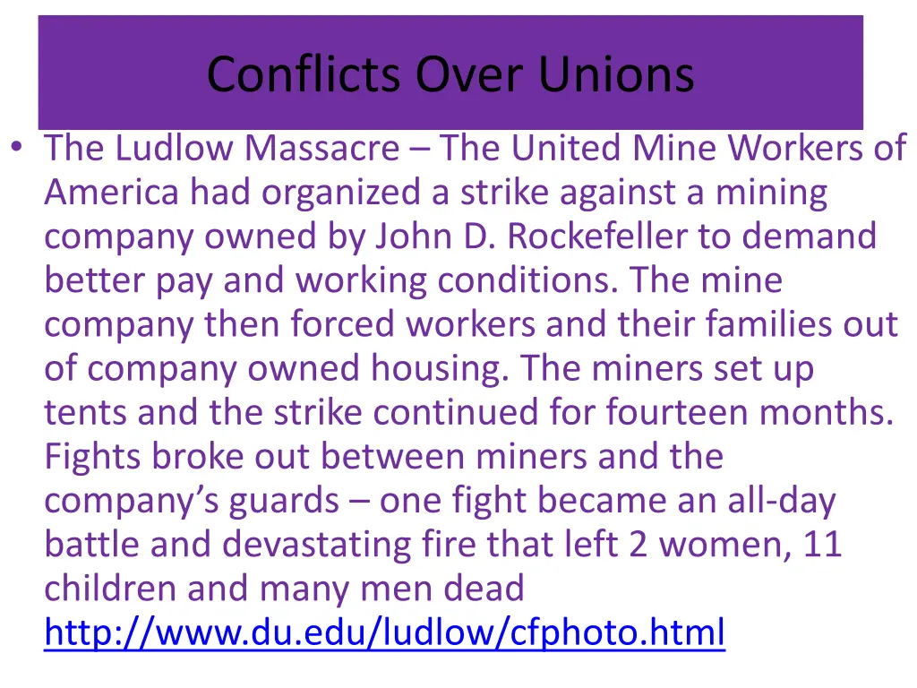 conflicts over unions the ludlow massacre