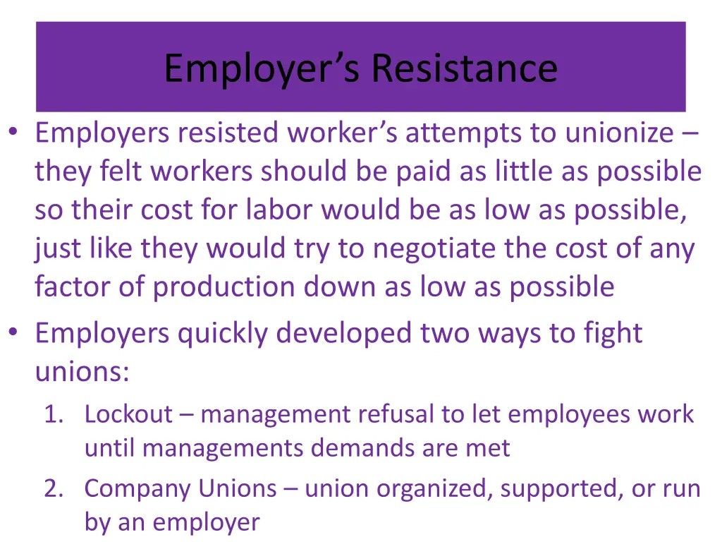 employer s resistance