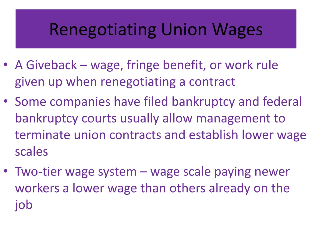 renegotiating union wages