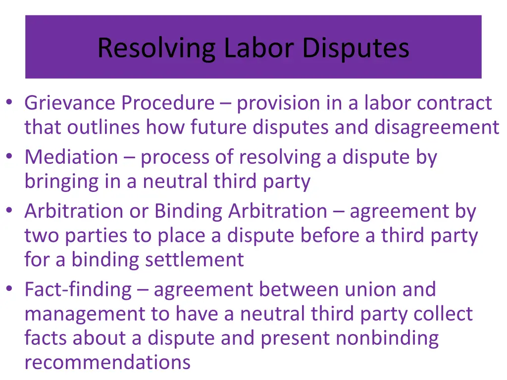 resolving labor disputes 1