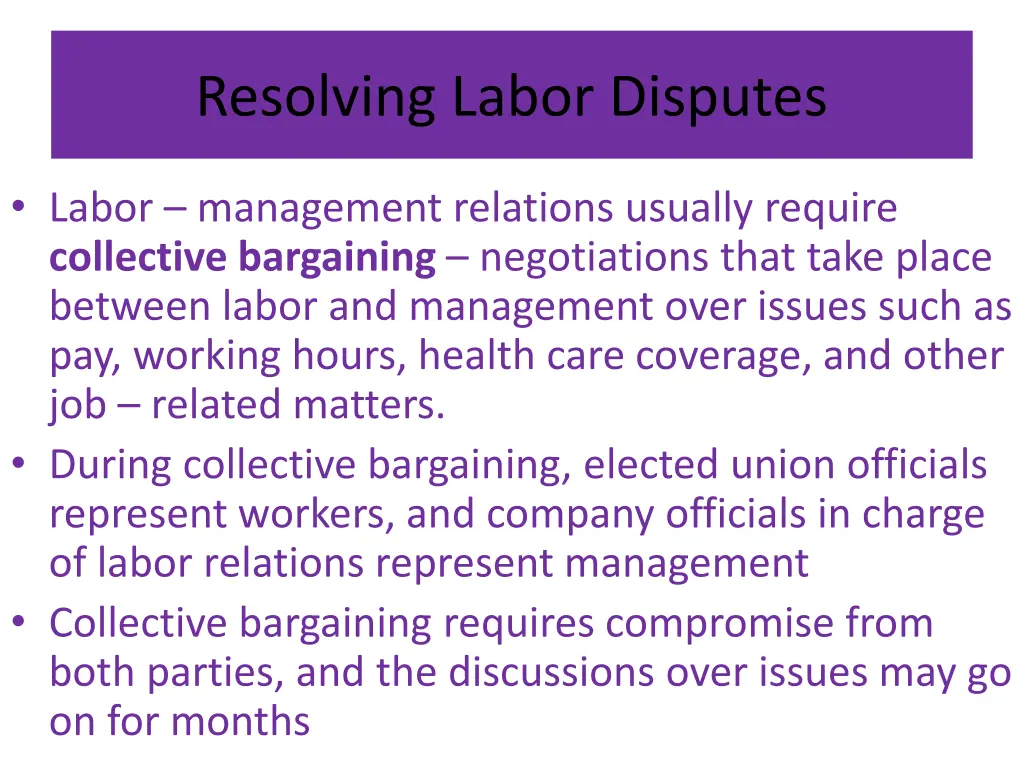 resolving labor disputes