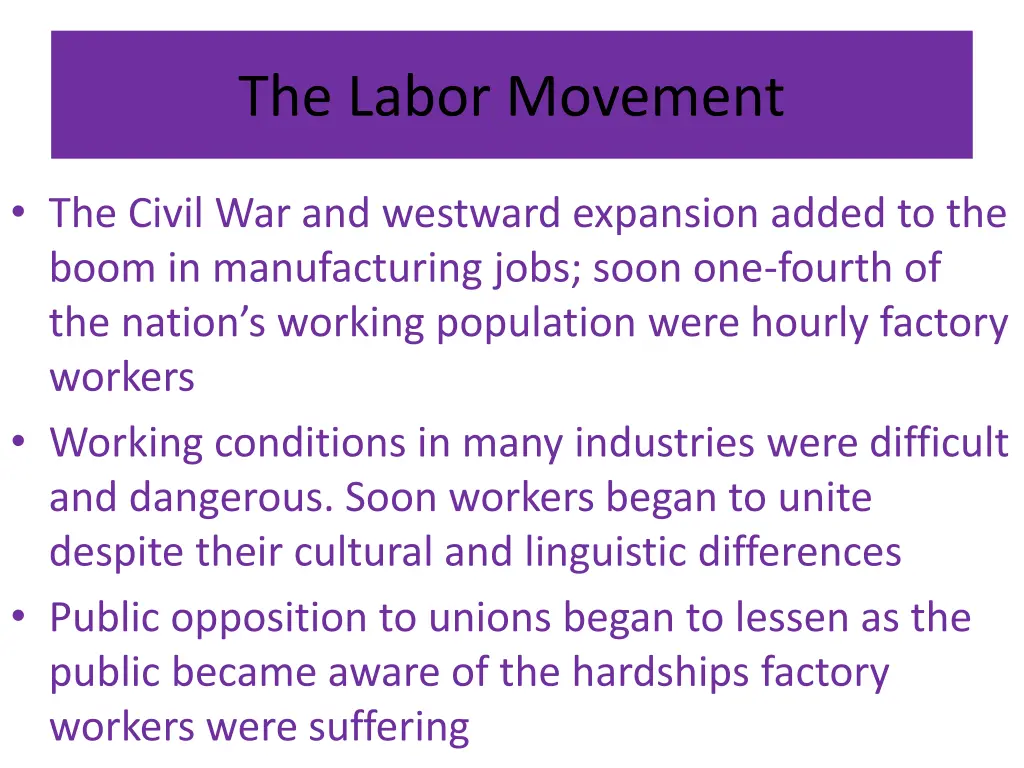 the labor movement 1