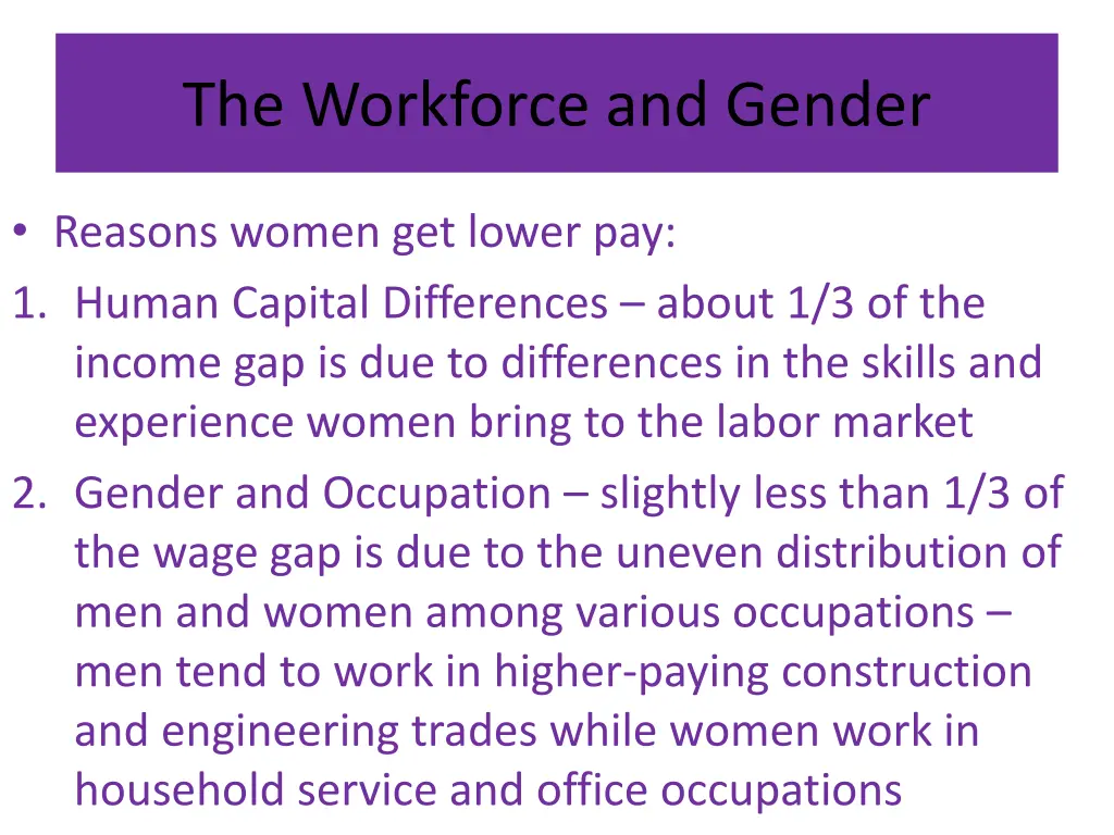 the workforce and gender 1