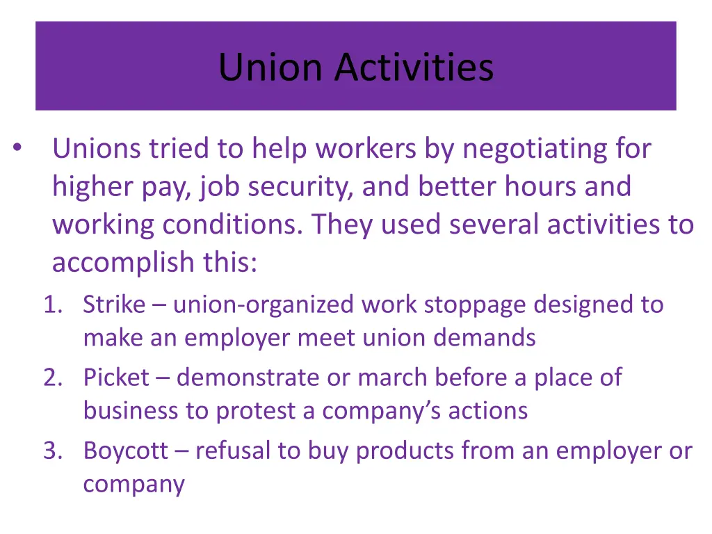 union activities