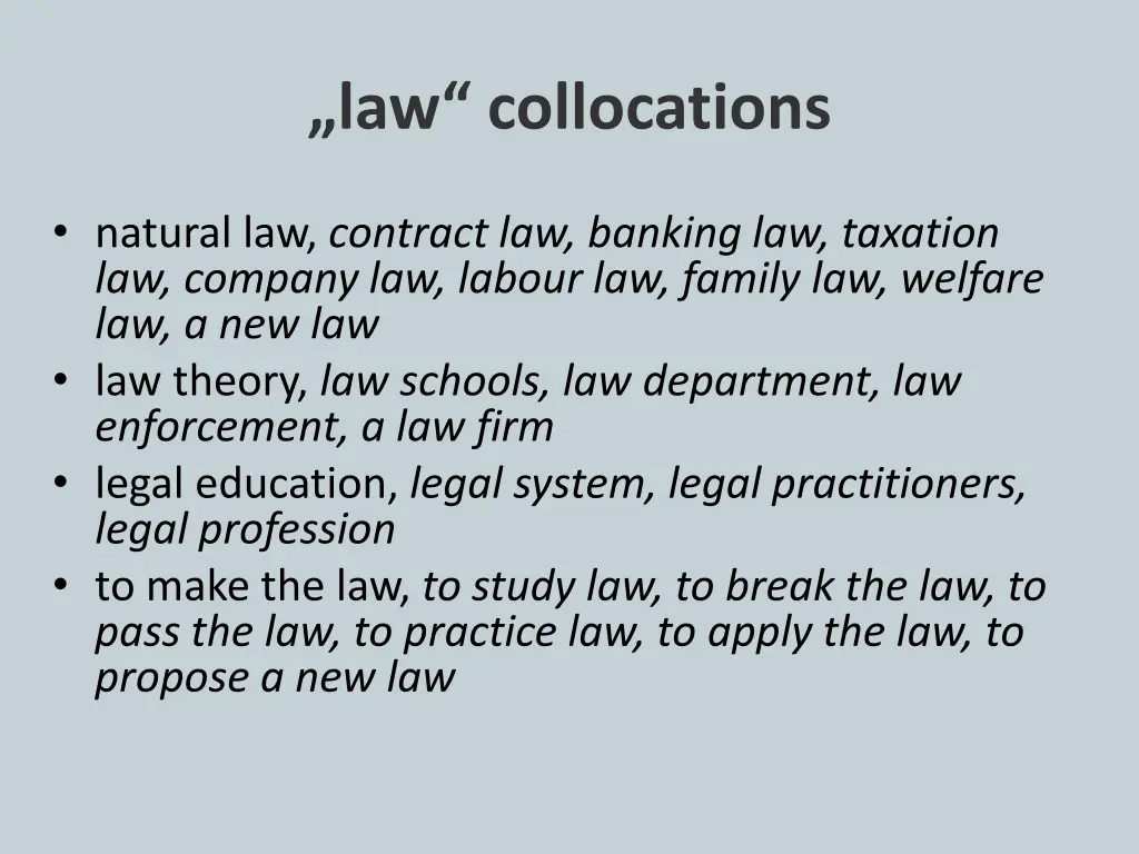 law collocations