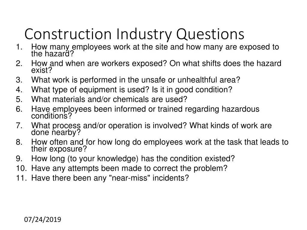 construction industry questions how many