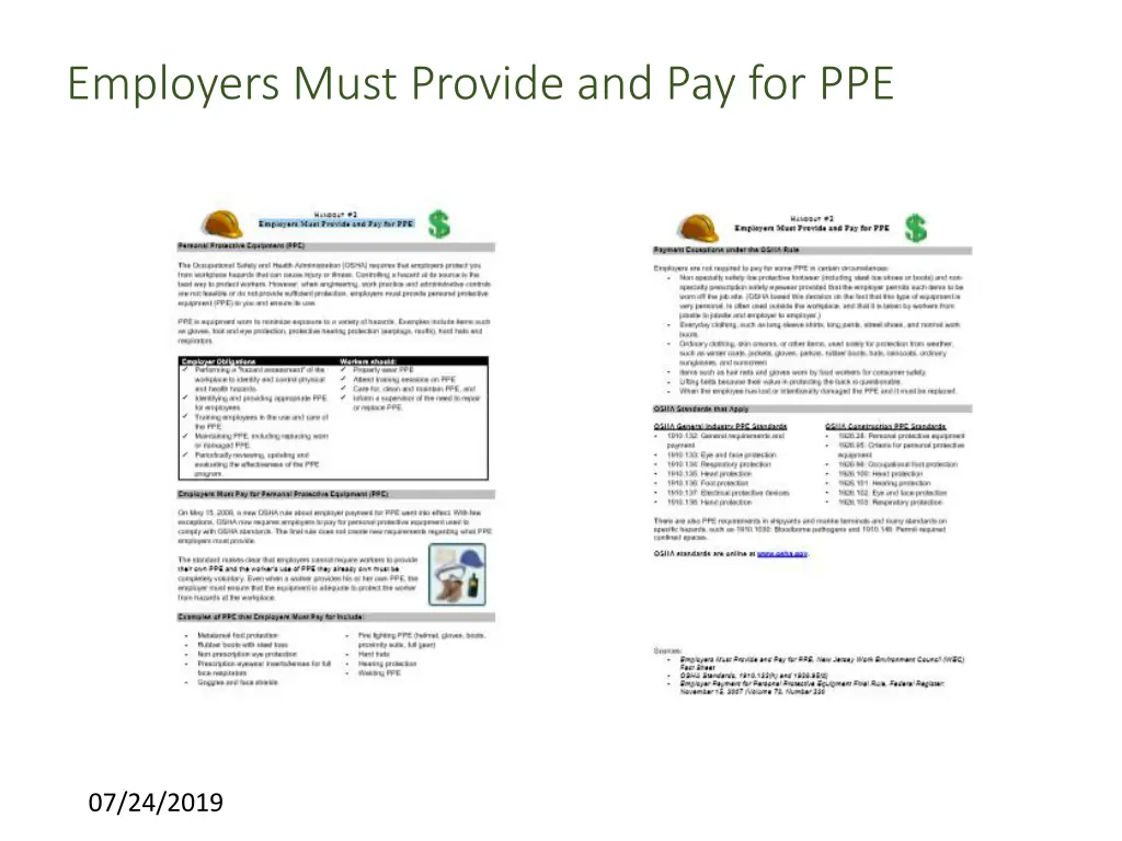 employers must provide and pay for ppe