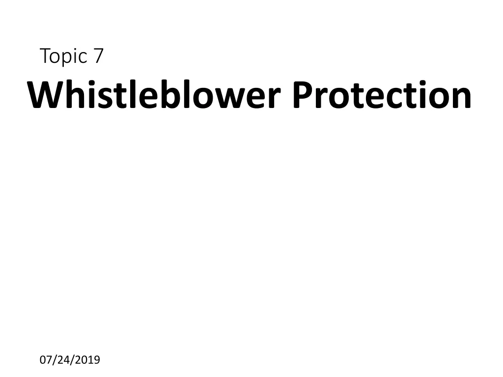 topic 7 whistleblower protection