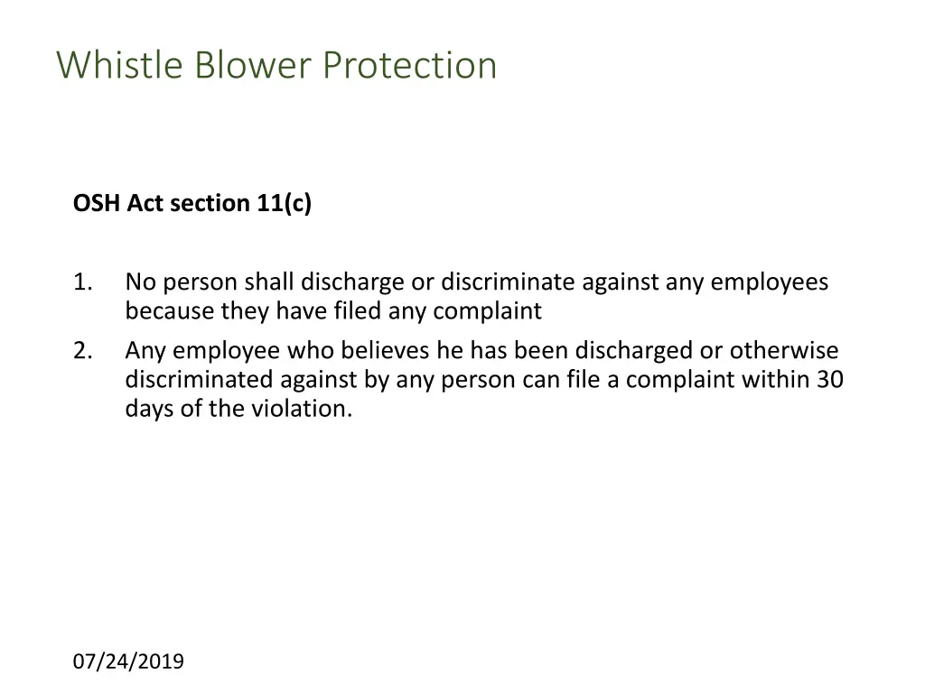 whistle blower protection