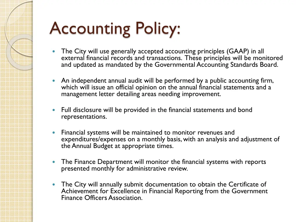 accounting policy