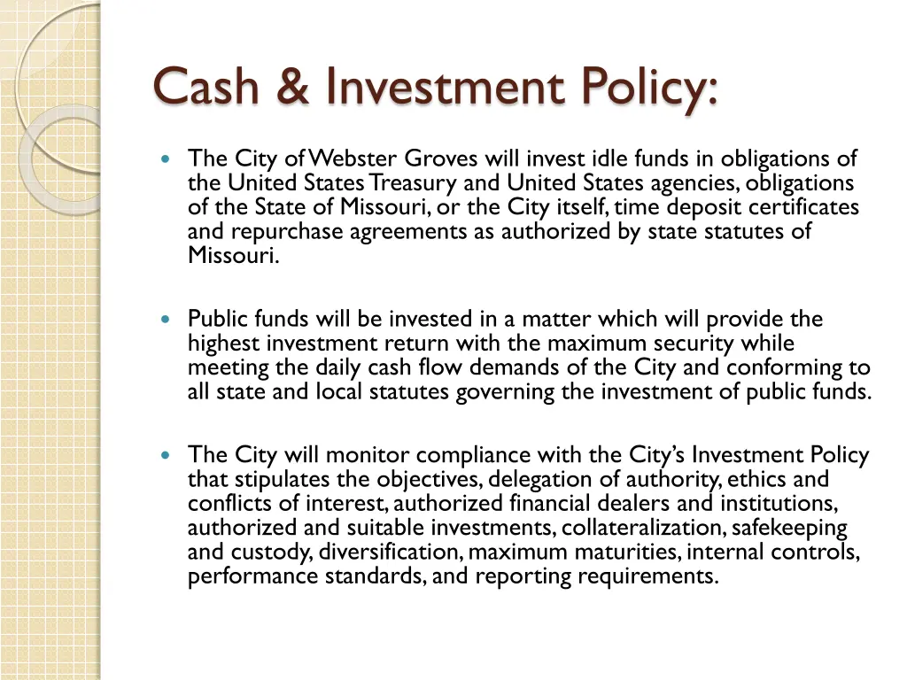 cash investment policy