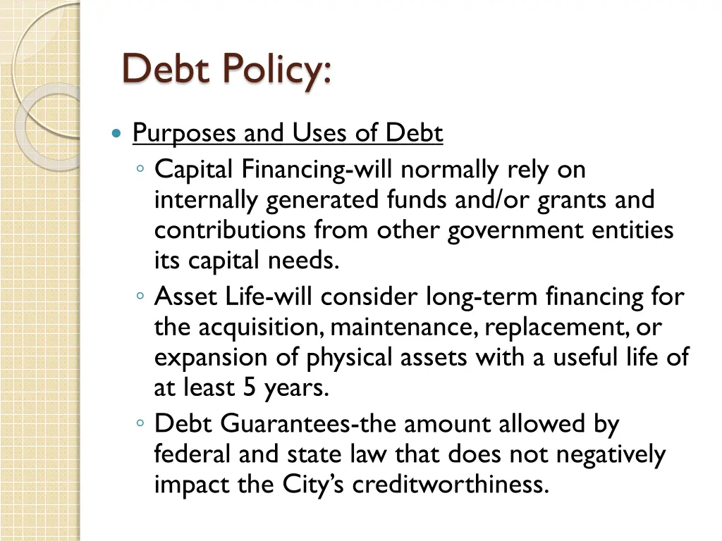 debt policy 2