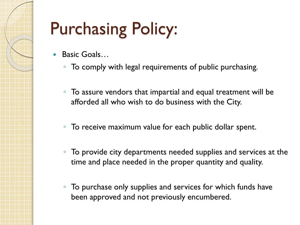 purchasing policy