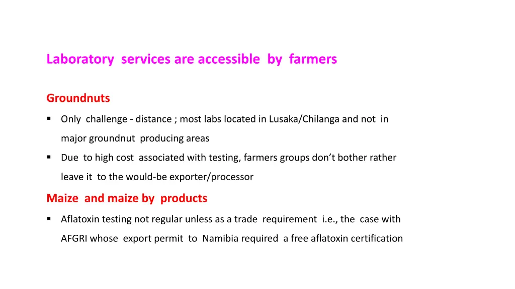 laboratory services are accessible by farmers