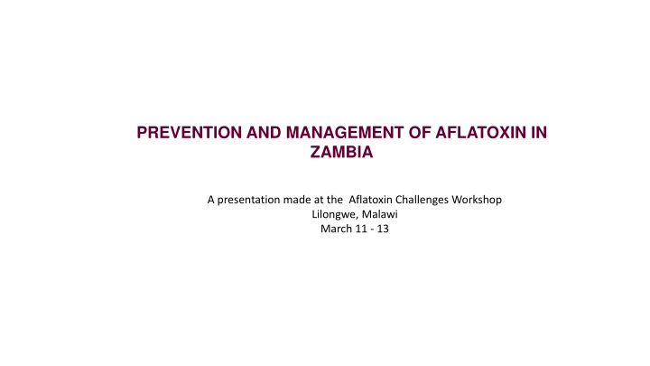 prevention and management of aflatoxin in zambia