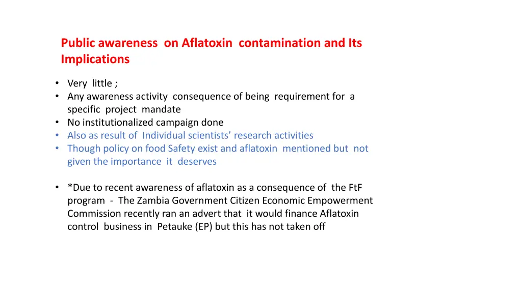 public awareness on aflatoxin contamination