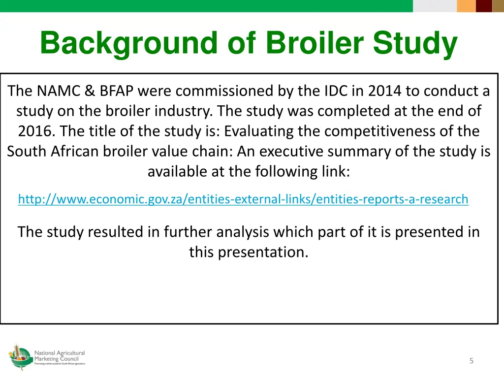 background of broiler study