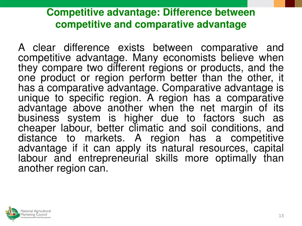 competitive advantage difference between