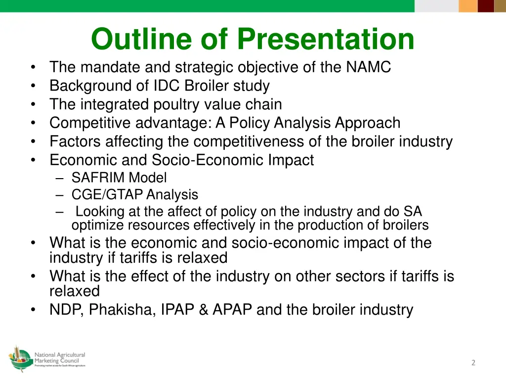 outline of presentation the mandate and strategic