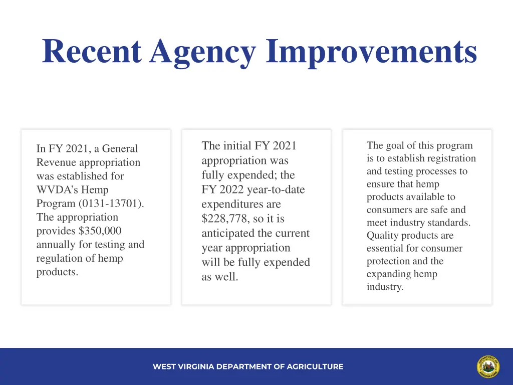 recent agency improvements