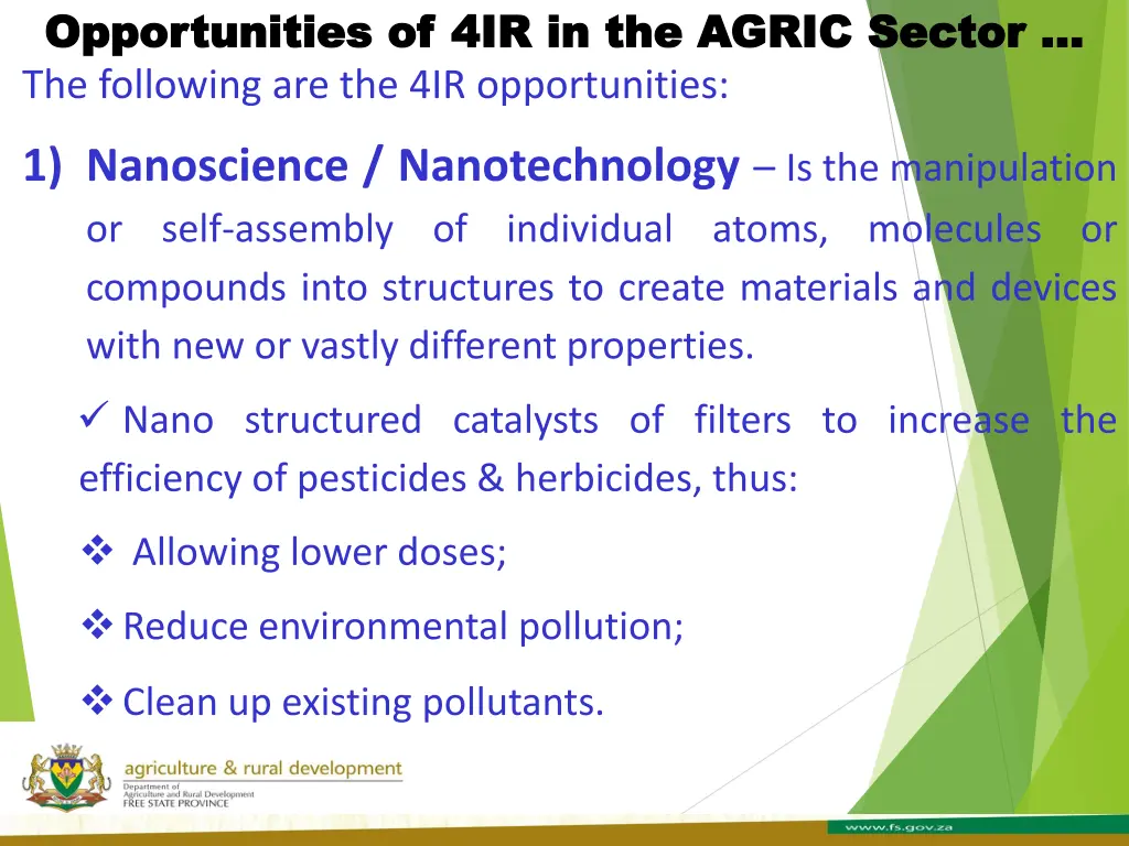 opportunities of 4ir in the agric sector