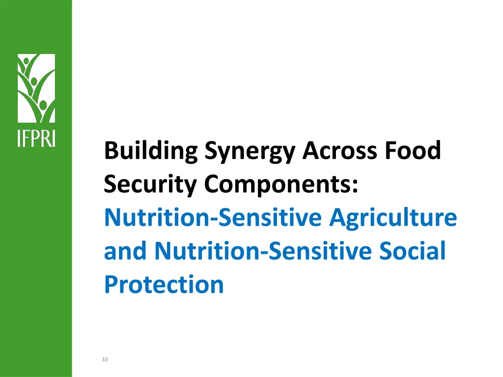 building synergy across food security components