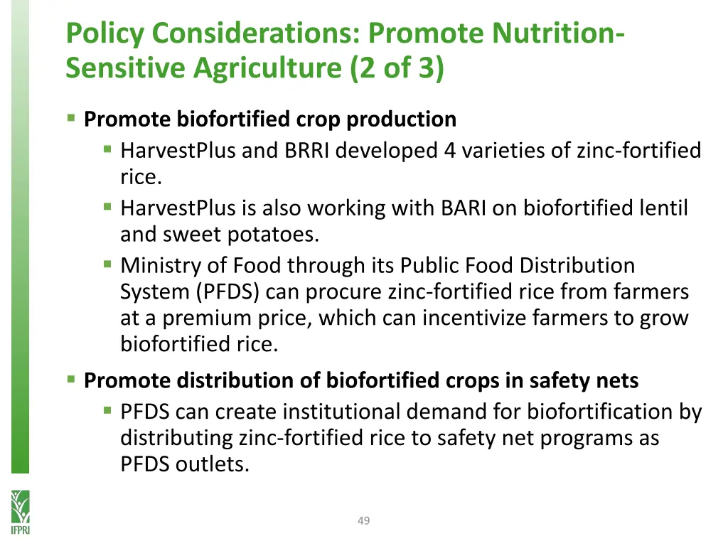 policy considerations promote nutrition sensitive 1