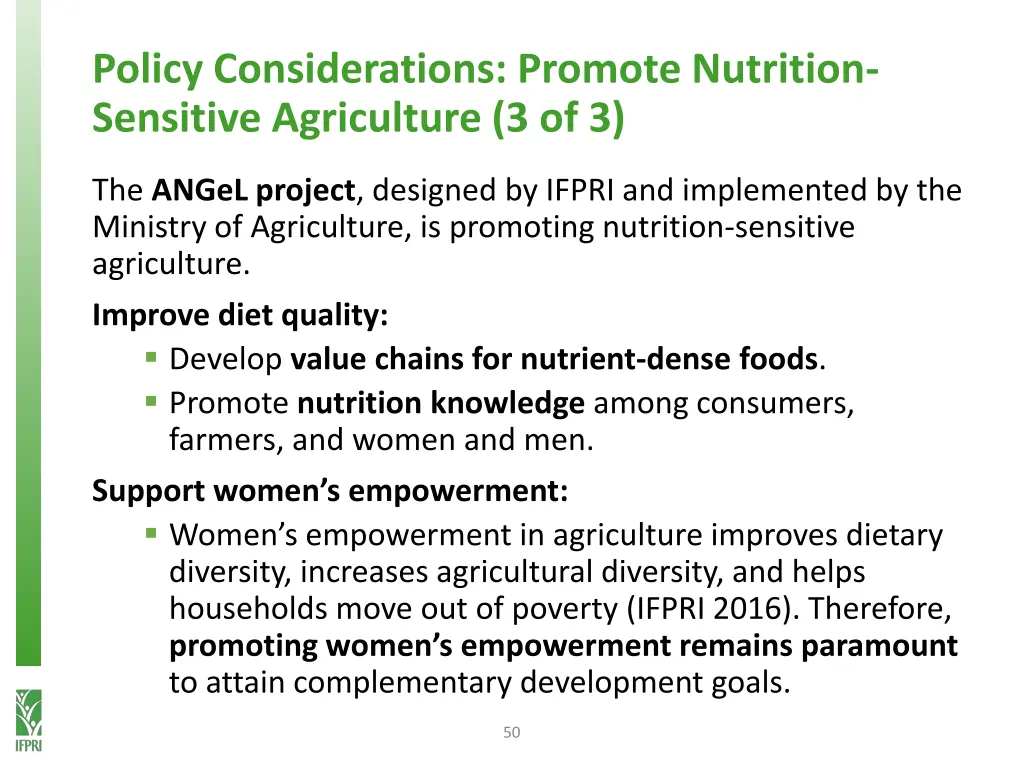 policy considerations promote nutrition sensitive 2