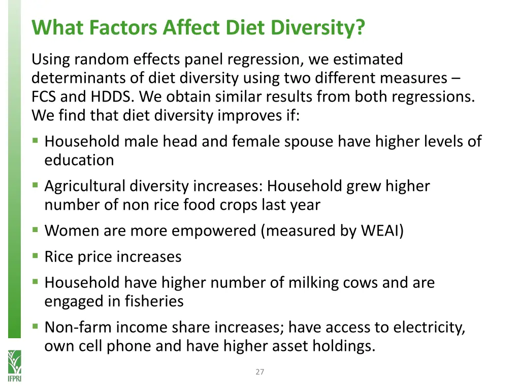 what factors affect diet diversity