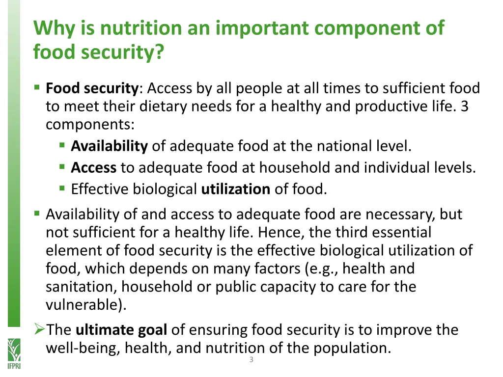 why is nutrition an important component of food 1