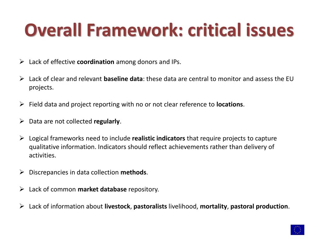 overall framework critical issues