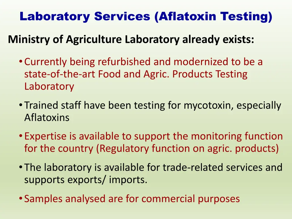 laboratory services aflatoxin testing