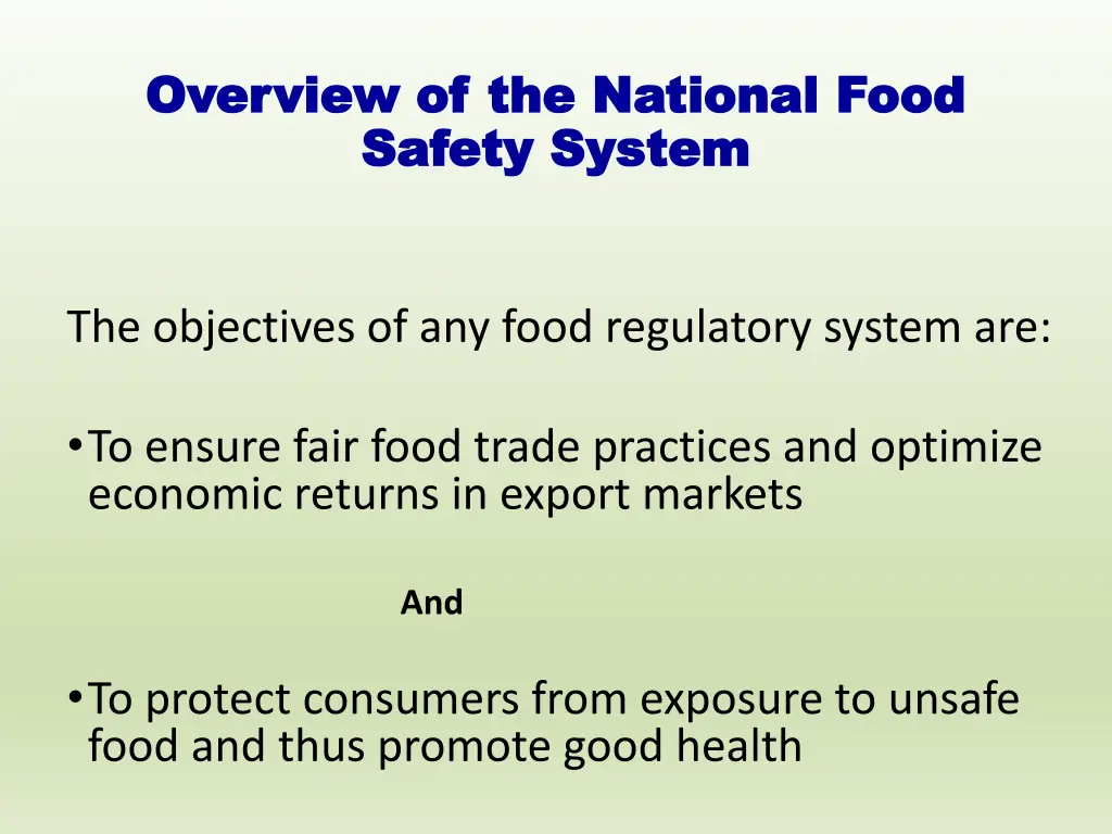 overview of the national food overview