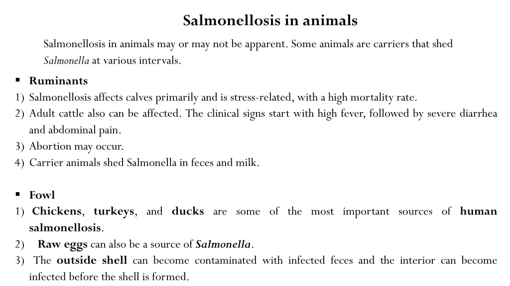 salmonellosis in animals