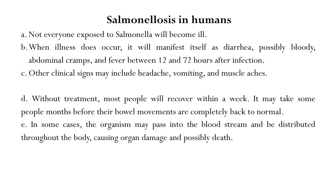 salmonellosis in humans