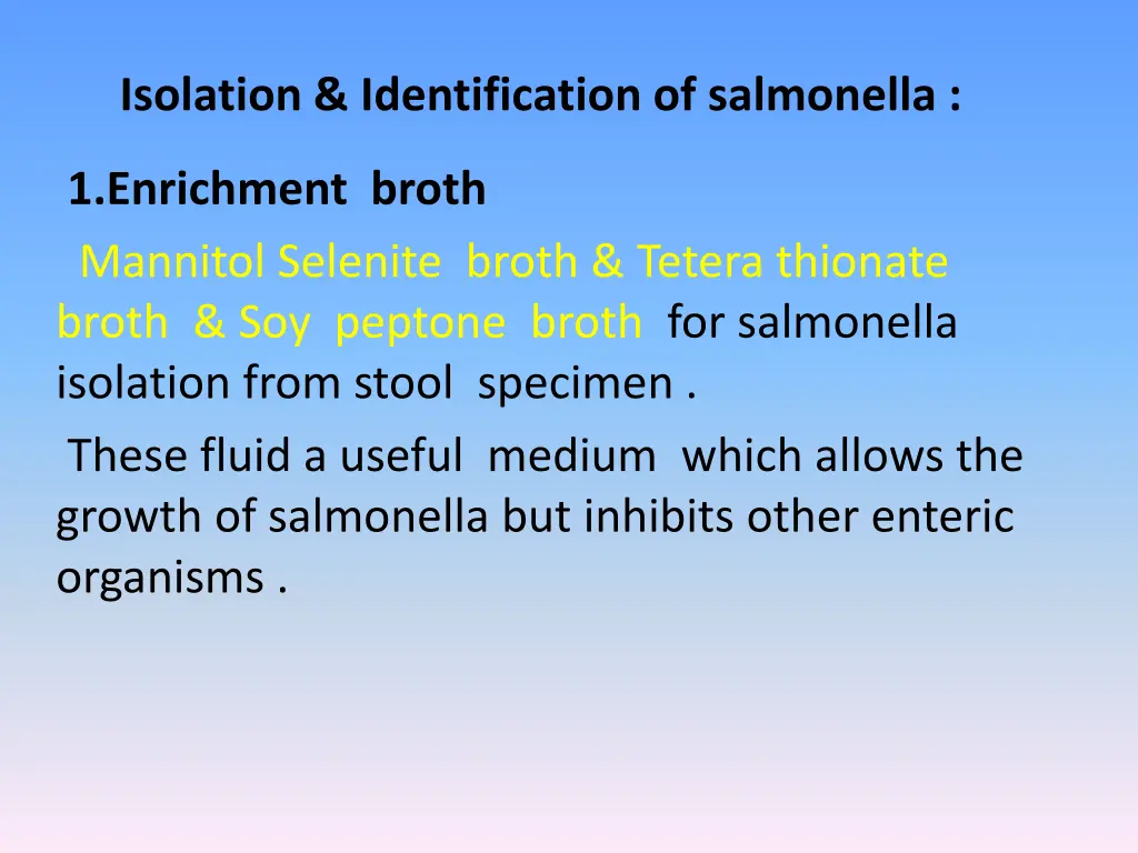 isolation identification of salmonella