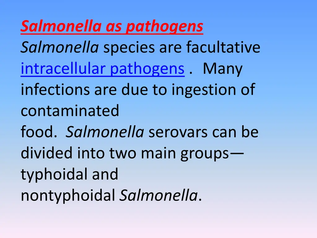 salmonella as pathogens salmonella species