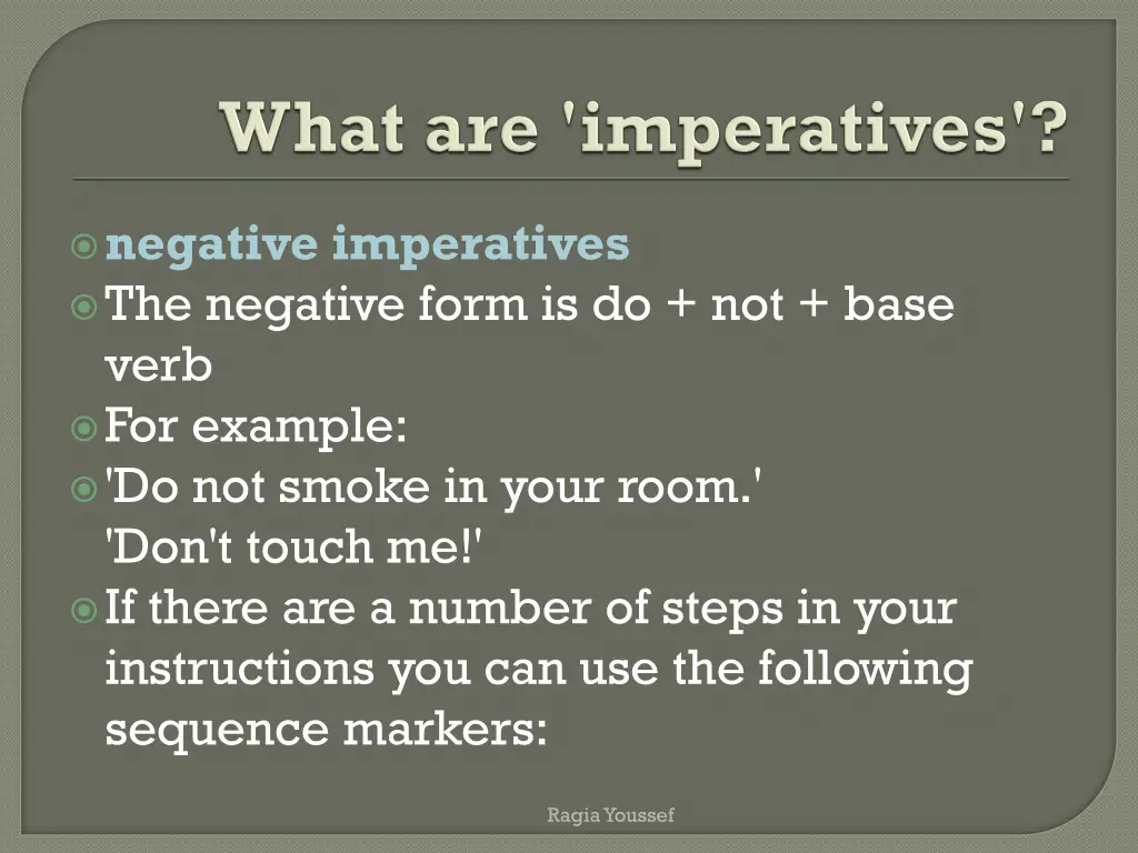 negative imperatives the negative form