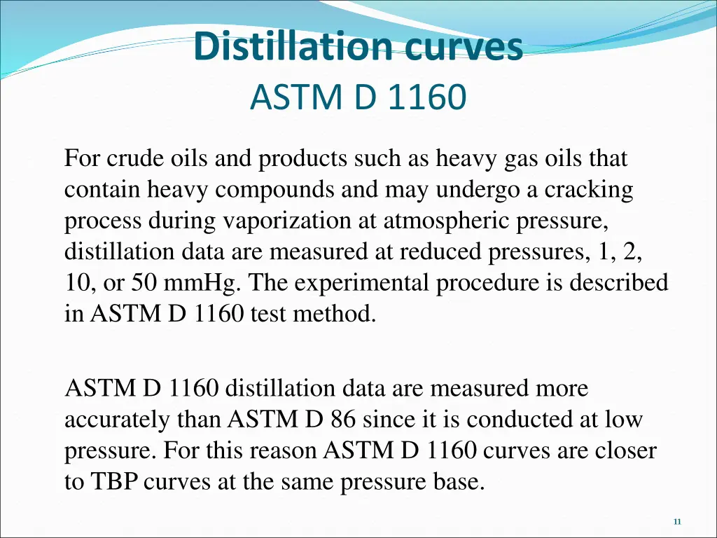 distillation curves astm d 1160