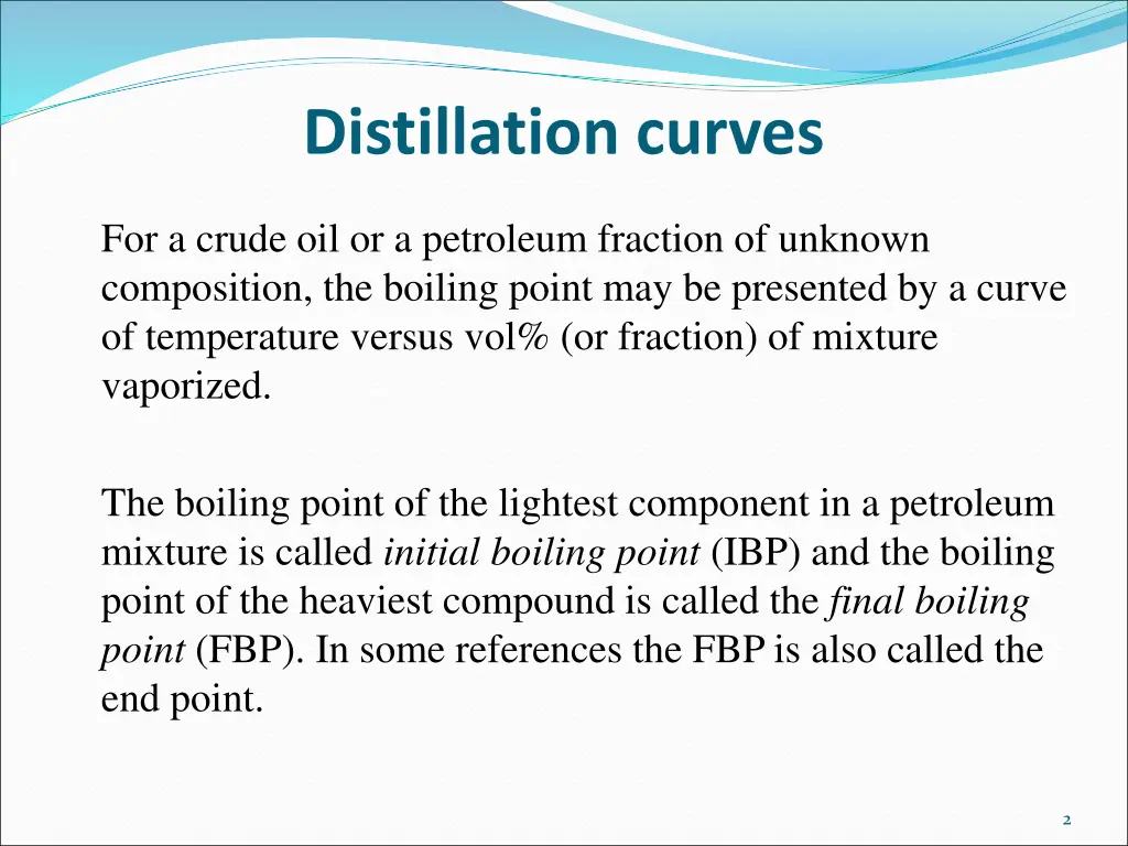 distillation curves