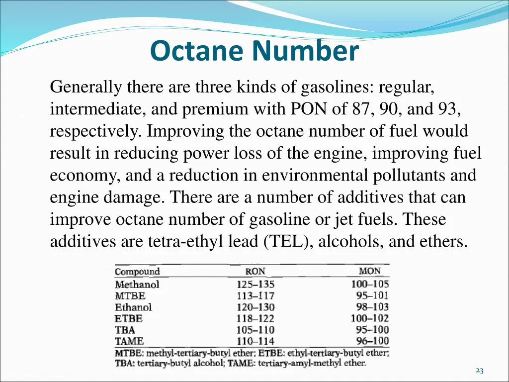 octane number generally there are three kinds