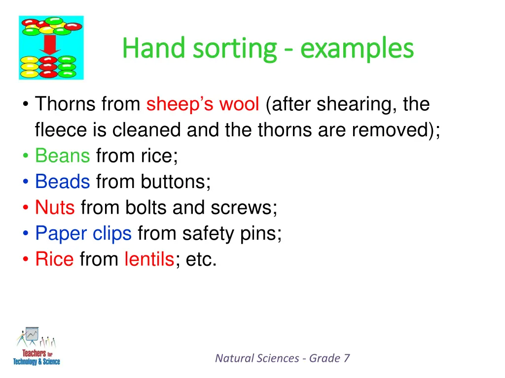 hand sorting hand sorting examples