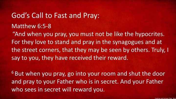 god s call to fast and pray matthew